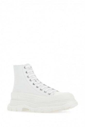 Alexander McQueen Wysokie skórzane sneakersy Treade Slik w kolorze białym