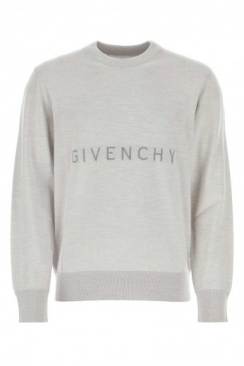 Givenchy Jasnoszary wełniany sweter