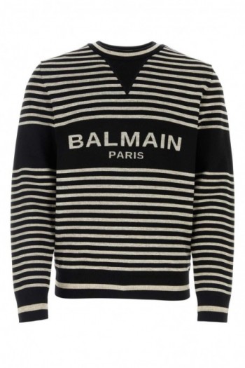 Balmain Sweter w paski z logo