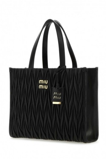 Miu Miu Czarna skórzana torba na zakupy