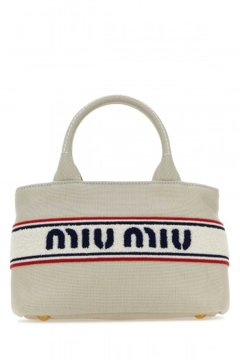 Miu Miu Szara materiałowa torba z logo