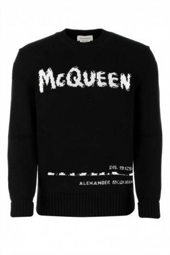 Alexander McQueen Dzianinowy sweter z graffiti logo