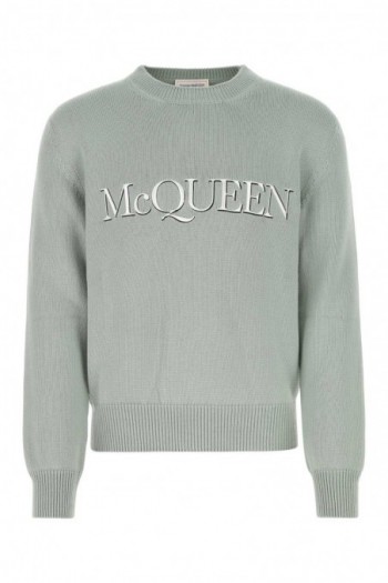 Alexander McQueen Bawełniany sweter w pastelowej zieleni