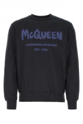 Alexander McQueen Bawełniana bluza granatowa