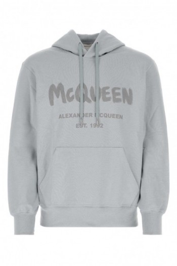 Alexander McQueen Alexander Bawełniana bluza z kapturem szara