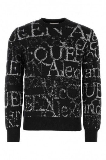 Alexander McQueen Wełniany sweter z logowanym haftem