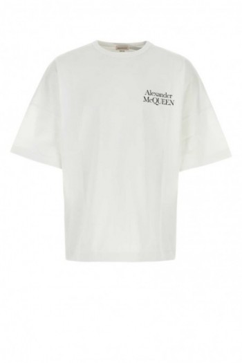 Alexander McQueen Biała bawełniana koszulka typu oversize