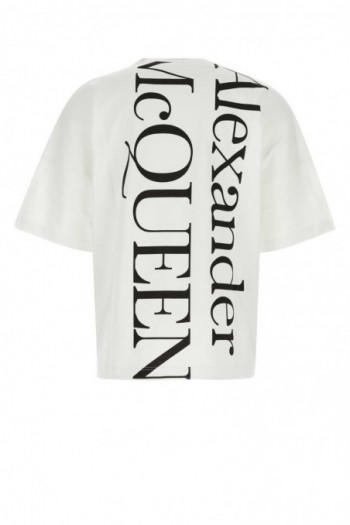 Alexander McQueen Biała bawełniana koszulka typu oversize