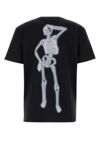 Alexander McQueen Czarna bawełniana koszulka ze szkieletem