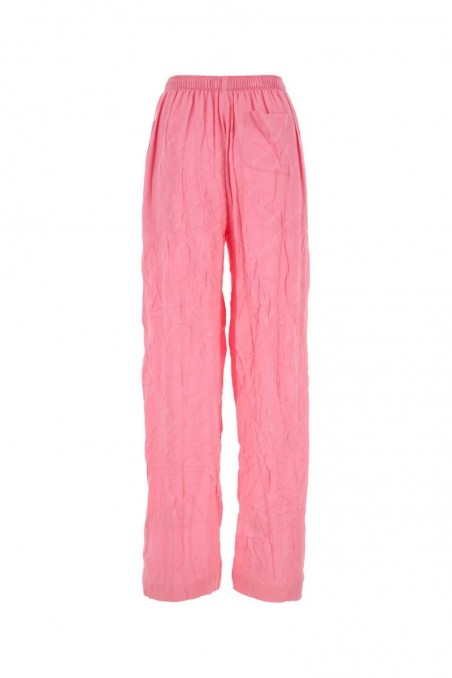 Balenciaga Jedwabne piżamowe spodnie w kolorze różowym