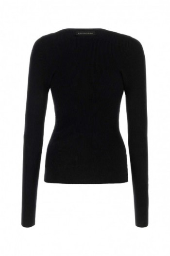 Balenciaga Czarna bawełniana koszulka z długim rękawem