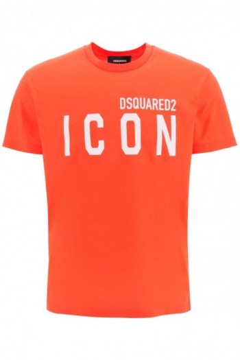 Dsquared2 Koszulka z logo ICON pomarańczowa