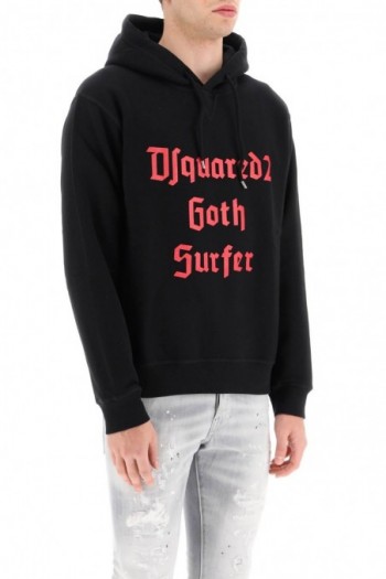 Dsquared2 Czarna bluza z kapturem D2 Goth Surfer