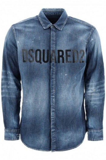 Dsquared2 Jeansowa koszula z maxi logo