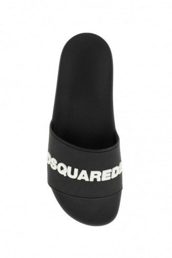 Dsquared2 Czarne gumowe klapki z logo