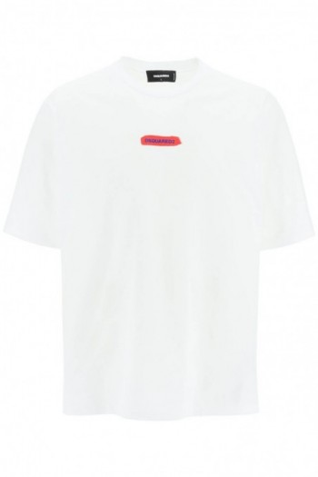Dsquared2 Biała koszulka oversize z logo