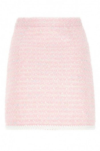 Alessandra Rich Spódnica mini z różowego tweedu