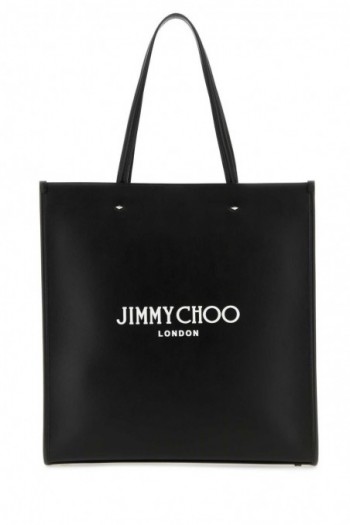 Jimmy Choo Czarna skórzana torba na zakupy N/S Tote M
