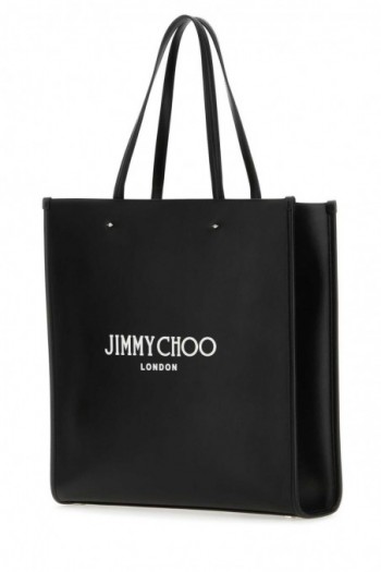 Jimmy Choo Czarna skórzana torba na zakupy N/S Tote M