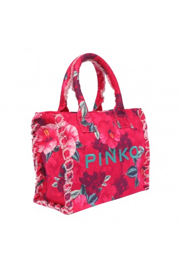 Pinko Torba shopper 'Beach', materiałowa, plażowa, różowa