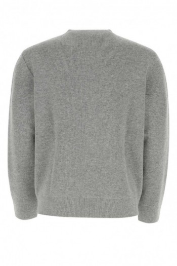 Burberry Szary wełniany sweter oversize z maxi logo