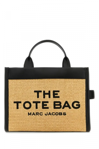 Marc Jacobs Dwukolorowa średnia torebka Tote Bag, raffia, skóra