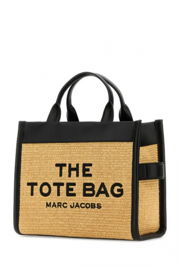 Marc Jacobs Dwukolorowa średnia torebka Tote Bag, raffia, skóra