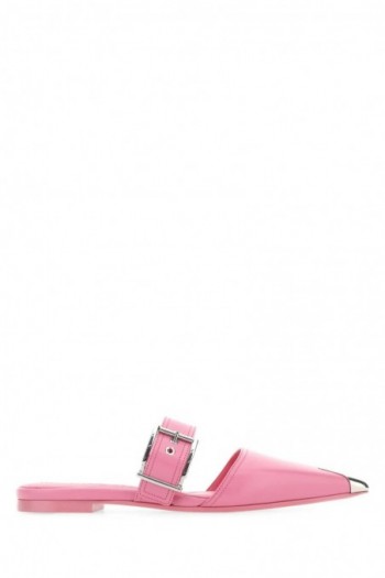 Alexander McQueen Różowe klapki, skórzane