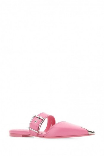 Alexander McQueen Różowe klapki, skórzane