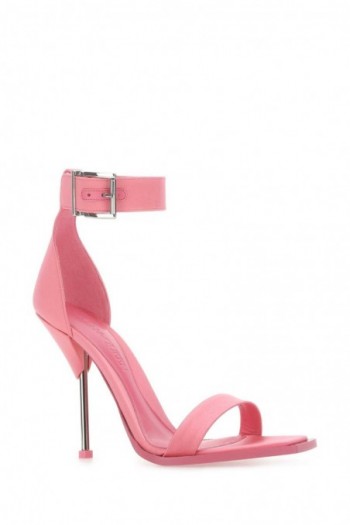 Alexander McQueen Różowe satynowe sandały