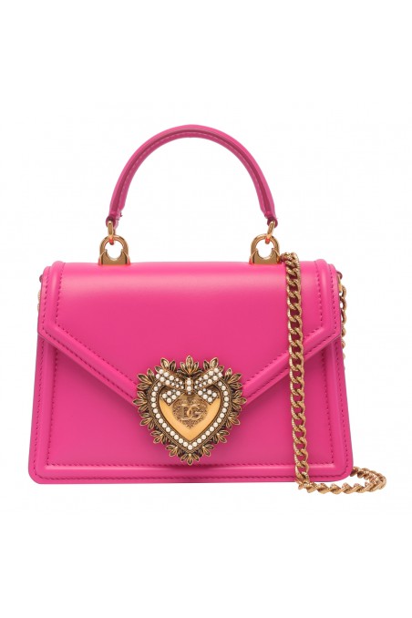 Dolce & gabbana Mini torebka na łańcuszku 'Devotion', skórzana, różowa