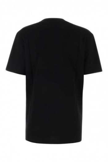 Versace Czarna bawełniana koszulka z haftowanym logo