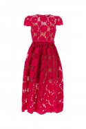 2Self Portrait Sukienka z koronki makramowej w kolorze czerwonym