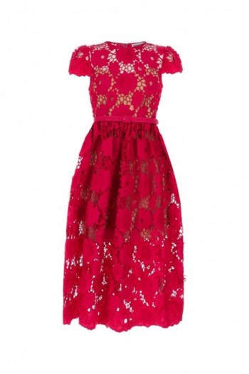 Self Portrait Sukienka z koronki makramowej w kolorze czerwonym