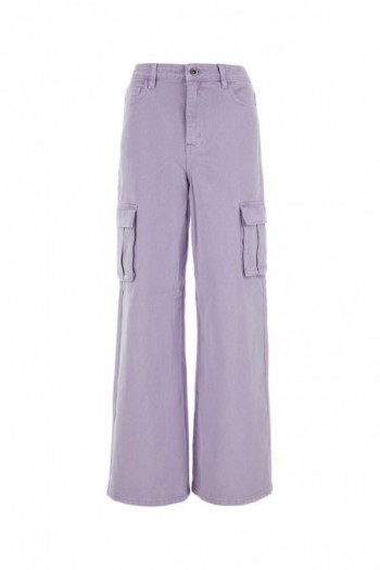 Self Portrait Dżinsowe spodnie cargo w kolorze liliowym