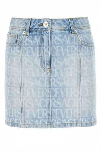 Versace Denimowa spódniczka mini z Logo Versace Allover