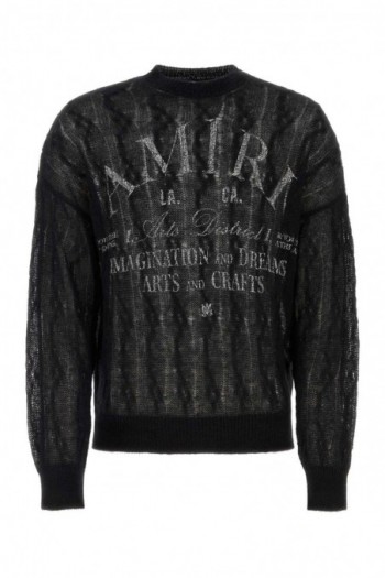 Amiri Czarny sweter oversize z logo z mieszanki moheru i wełny