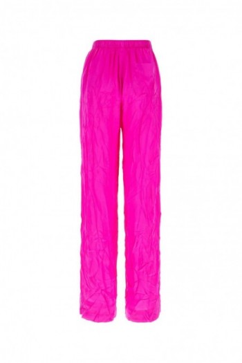 Balenciaga Satynowe spodnie od piżamy w kolorze fuksji