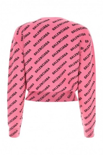 Balenciaga Różowy sweter z mieszanki bawełny z logo