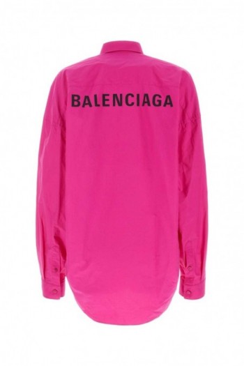 Balenciaga Koszula oversize z popeliny w kolorze fuksji