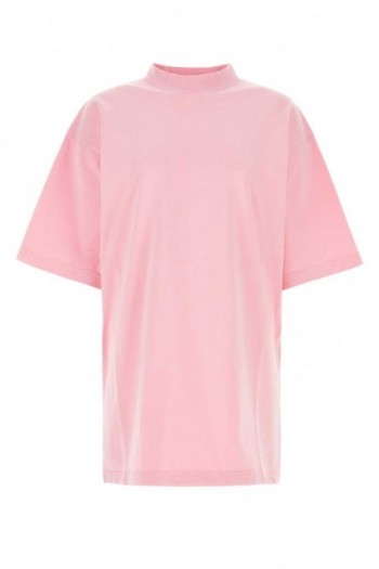 Balenciaga Jasnoróżowa bawełniana koszulka typu oversize z logo BB