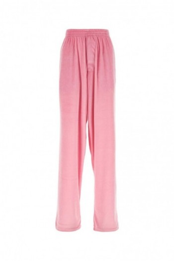 Balenciaga Różowe aksamitne spodnie baggy