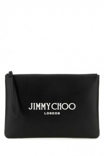Jimmy Choo Czarna skórzana kopertówka z logo