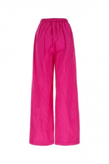 Balenciaga Bawełniane spodnie z szerokimi nogawkami w kolorze fuksji