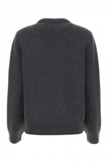 Burberry Wełniany sweter w kolorze ciemnoszarym z haftem logo