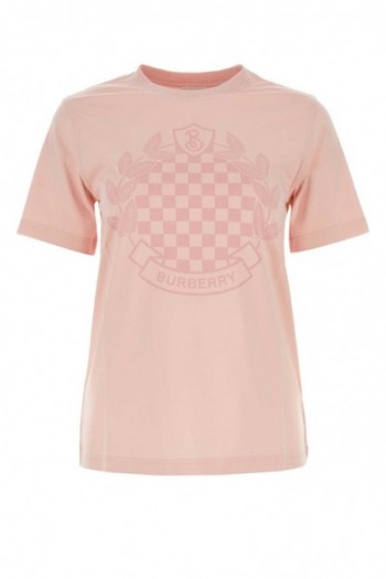 Burberry Bawełniana koszulka w pastelowym różu z logo