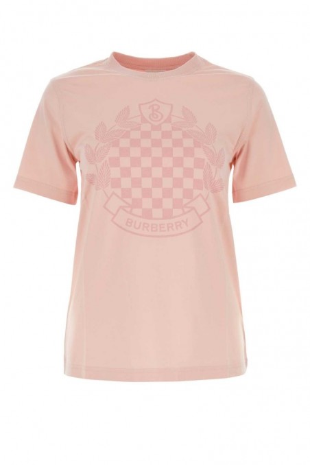 Burberry Bawełniana koszulka w pastelowym różu z logo