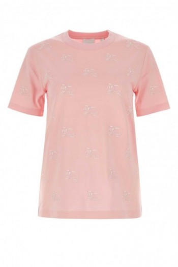 Burberry Różowa bawełniana koszulka z nadrukiem rycerza