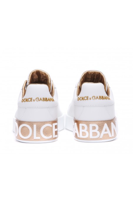 DOLCE & GABBANA Skórzane sneakersy z logo 'Portofino' CK1544AX6158L315