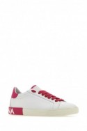 2Dolce & Gabbana Białe sneakersy Portofino ze skóry nappa z czerwonym zapiętkiem